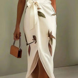 Livia | Abito Midi in Satin a Maniche Corte Bianco