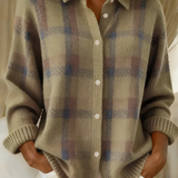 Cardigan Donna Morbido a Quadri – Maglione Elegante e Confortevole