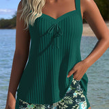 Serena | Tankini a Righe con Pantaloncino da Spiaggia in Due Pezzi