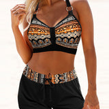 Maryan - Bikini a Motivo Geometrico con Vita Alta Elastica