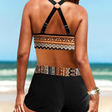 Maryan - Bikini a Motivo Geometrico con Vita Alta Elastica