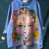 Lola | T-Shirt Casual con Ritratto di Frida in Stampa a Olio