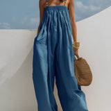 Nicole - Salopette in jeans a gamba larga