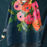 Inés | T-Shirt Casual con Stampa Floreale Artistica