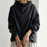Maglione Collo Alto Elegante Donna – Taglio Casual Nero a Maniche Lunghe