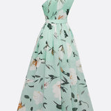 Daisy | Abito Maxi Chiffon Floreale a Spalle Scoperte Verde Chiaro