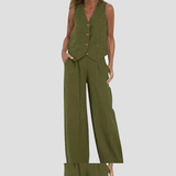 Daniela | Completo Gilet Bottonato & Pantalone Largo