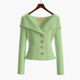Gilet Corto A Costine Elegante per Donna – Maglione Buttoned Confortevole