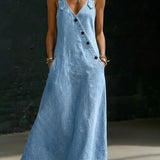 Daniela - Vestito lungo in denim con bottoni