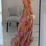 Gaia | Abito Maxi Stampato Floreale con Collo a V