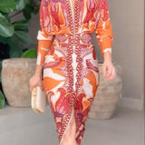 Eva | Abito Midi Dolman Stampato Unico Sole Estivo