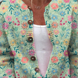 Cardigan con stampa floreale e bottoni