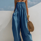 Nicole - Salopette in jeans a gamba larga