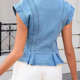 Matilde - Top in denim con scollo a V
