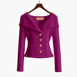 Gilet Corto A Costine Elegante per Donna – Maglione Buttoned Confortevole