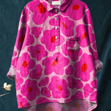 Alicia | Camicia Casual da Donna con Motivo Floreale Rosa Vivace