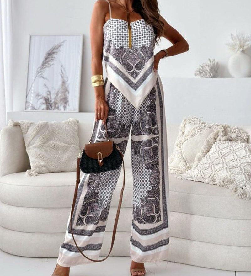Diana | Set di due pezzi elegante con top a lacci e pantaloni pronti per le vacanze
