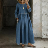 Lucia - Abito in denim con colletto Peter Pan