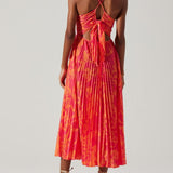 Lucia | Abito Midi Plissettato Elegante Stampa Floreale Chic Costiero