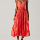 Lucia | Abito Midi Plissettato Elegante Stampa Floreale Chic Costiero