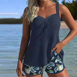 Serena | Tankini a Righe con Pantaloncino da Spiaggia in Due Pezzi