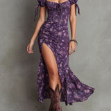Gabriella | Abito Midi con Maniche a Sbuffo Floreali Boho