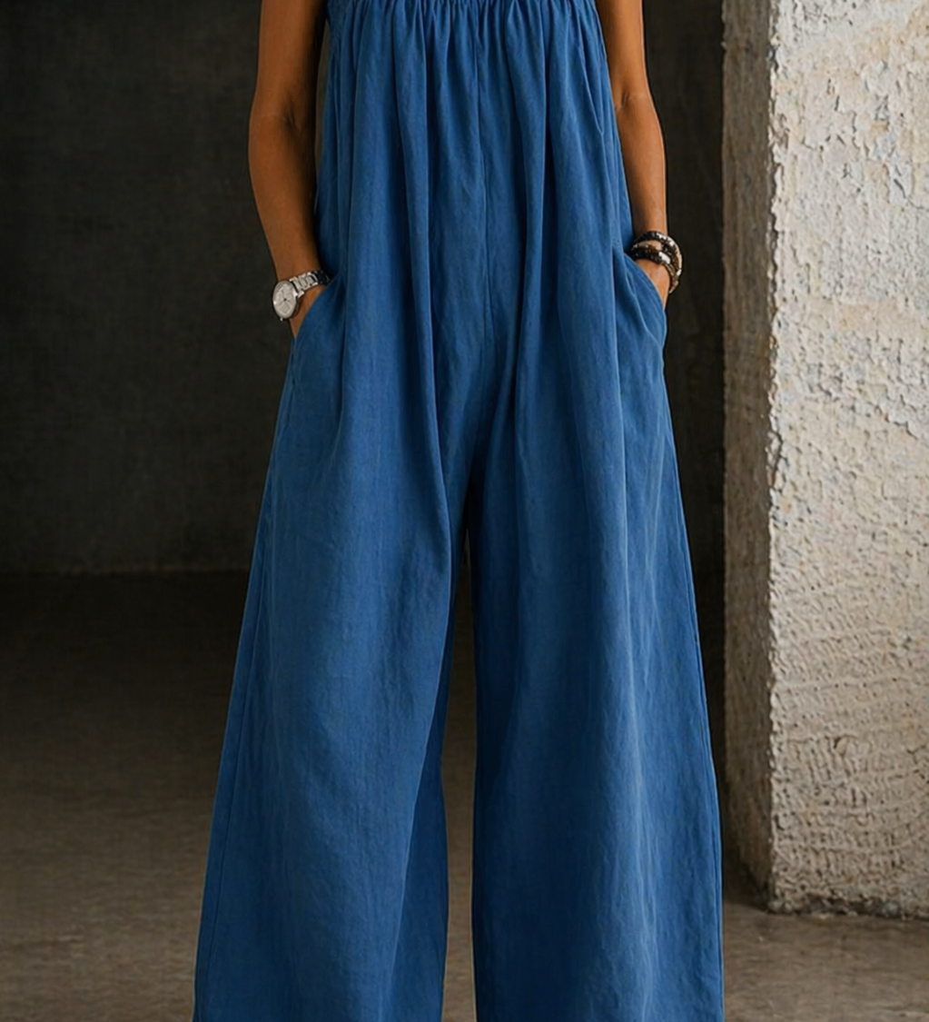Nicole - Salopette in jeans a gamba larga