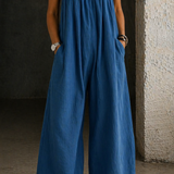 Nicole - Salopette in jeans a gamba larga