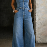 Emma - Salopette in denim senza spalline