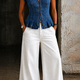Matilde - Top in denim con scollo a V
