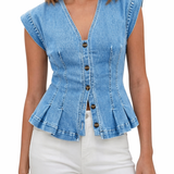 Matilde - Top in denim con scollo a V