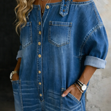 Martina - Jumpsuit in denim con spalline e spalle scoperte