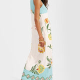 Federica | Abito midi senza maniche con stampa floreale Resort Sunshine