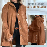 Giacca casual in velluto con cappuccio per l'autunno