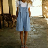 Federica - Salopette corta in denim dal morbido tocco di cotone