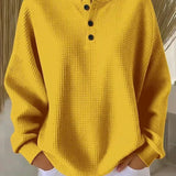Aurelie | Maglione in maglia waffle con bottoni