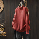 Pull Donna Oversize Tricotato Col Roulé Morbido Elegante