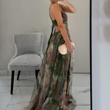Gaia | Abito Maxi Stampato Floreale con Collo a V