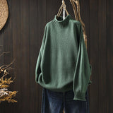 Pull Donna Oversize Tricotato Col Roulé Morbido Elegante