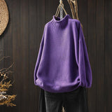Pull Donna Oversize Tricotato Col Roulé Morbido Elegante