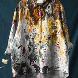 Teresa | Blusa Casual con Stampa Artistica di Cani