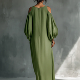 Eleonora | Abito Maxi con Maniche a Sbuffo Verde