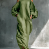 Eleonora | Abito Maxi con Maniche a Sbuffo Verde