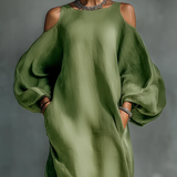 Eleonora | Abito Maxi con Maniche a Sbuffo Verde