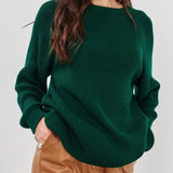 Pull donna in maglia grossa unita - Taglio confortevole e caldo