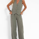 Daniela | Completo Gilet Bottonato & Pantalone Largo