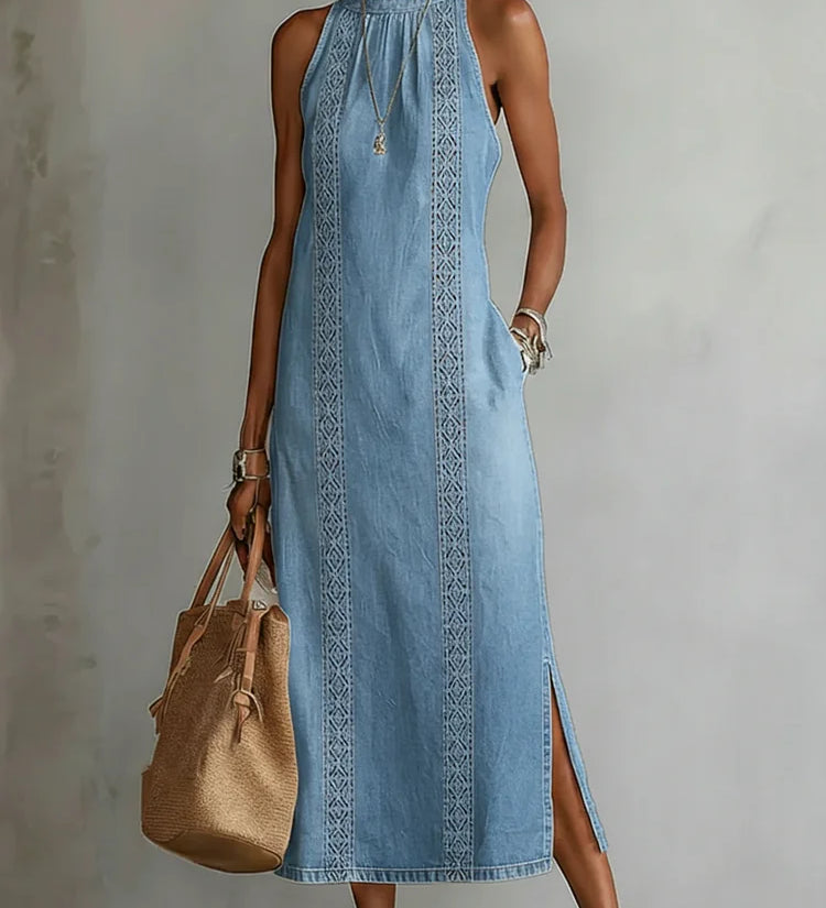 Cristina - Abito in denim con pizzo rétro