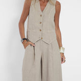 Daniela | Completo Gilet Bottonato & Pantalone Largo