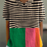Eva | Camicia a Strisce Bold e a Blocchi di Colore