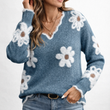 Maglione Femminile in Maglia Floreale – Stile Morbido Confortevole Elegante per Ogni Giorno